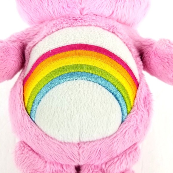 Care Bear Pink Rainbow Hasbro American Greetings Hearts 13 Inch Plush Toy GOOD - Picture 8 of 9